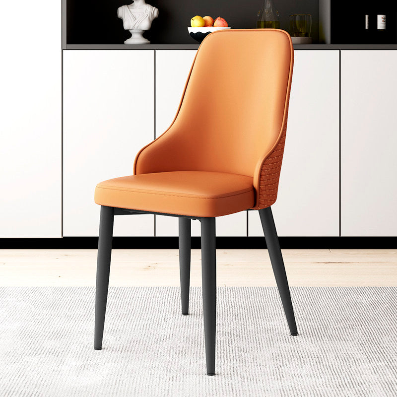 Modern Minimalist Synthetic Leather Sponge Iron Dining Chair Backrest For Dining Room