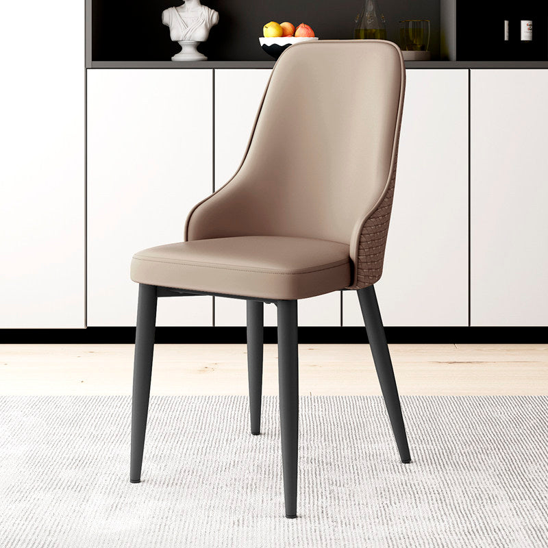 Modern Minimalist Synthetic Leather Sponge Iron Dining Chair Backrest For Dining Room