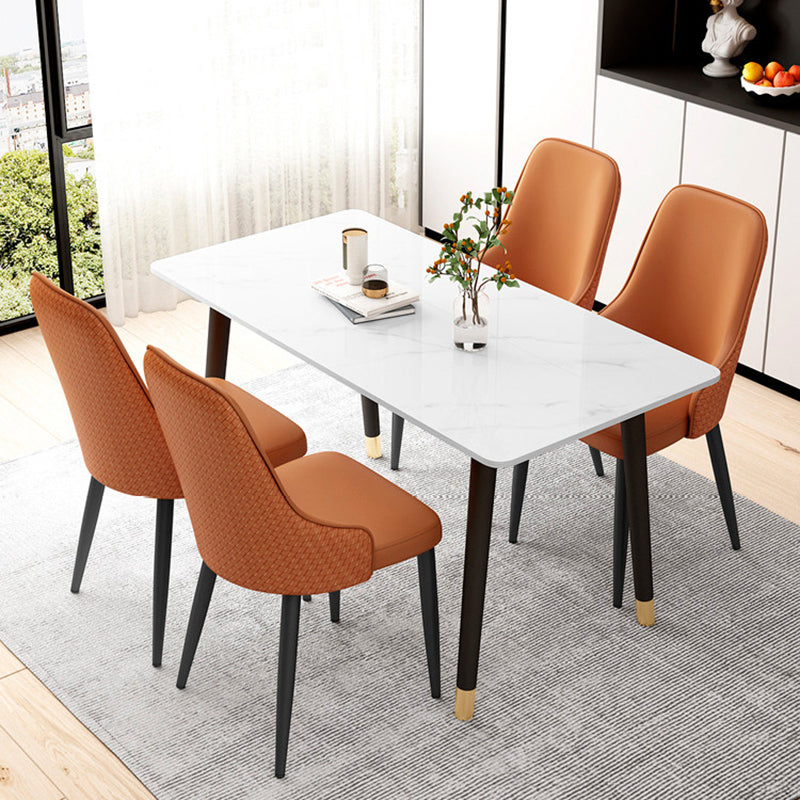 Modern Minimalist Synthetic Leather Sponge Iron Dining Chair Backrest For Dining Room