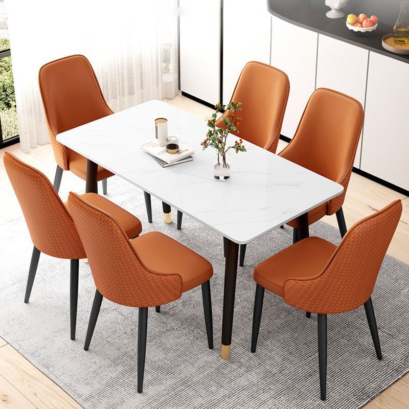 Modern Minimalist Synthetic Leather Sponge Iron Dining Chair Backrest For Dining Room