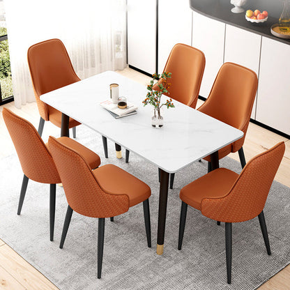Modern Minimalist Synthetic Leather Sponge Iron Dining Chair Backrest For Dining Room