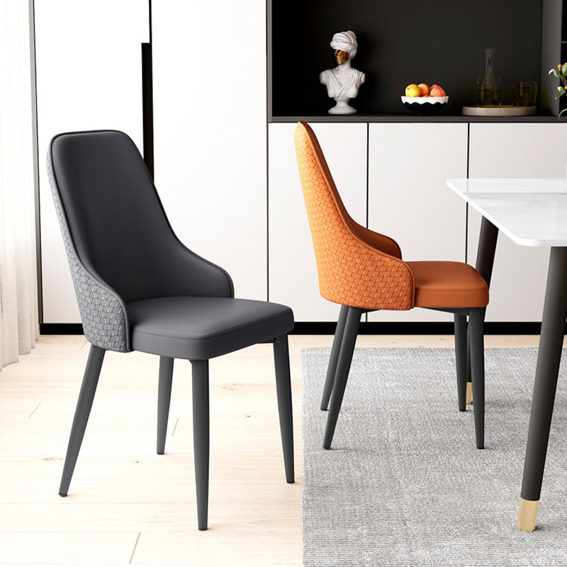 Modern Minimalist Synthetic Leather Sponge Iron Dining Chair Backrest For Dining Room