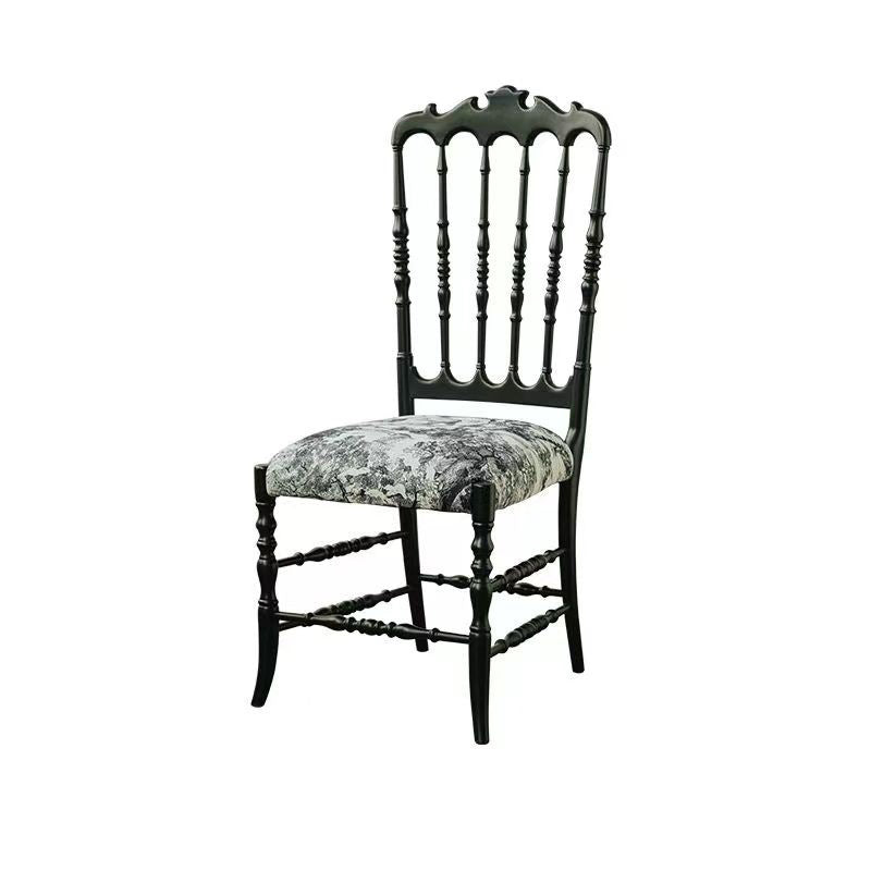 Traditional Vintage Solid Wood Fabric Upholstery Sponge Cushion Dining Chair Backrest For Dining Room