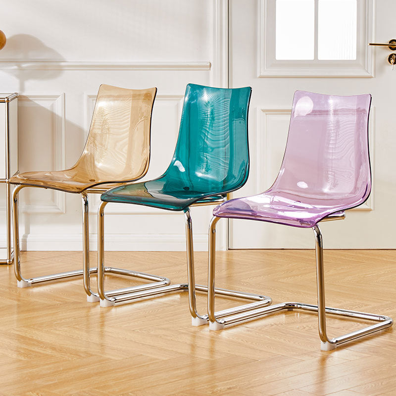 Modern Minimalist Curved Polycarbonate Metal Dining Chair Backrest For Dining Room