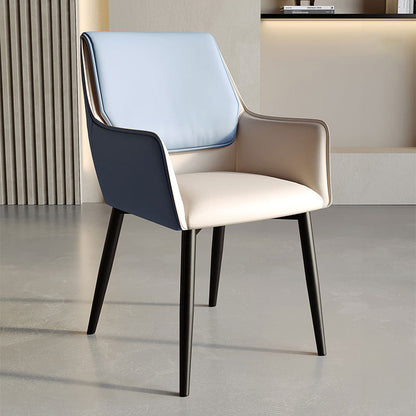 Modern Minimalist Square Seat Cushion PU Leather Carbon Steel Frame Sponge Dining Chair Backrest Armrest For Dining Room
