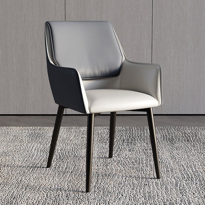 Modern Minimalist Square Seat Cushion PU Leather Carbon Steel Frame Sponge Dining Chair Backrest Armrest For Dining Room