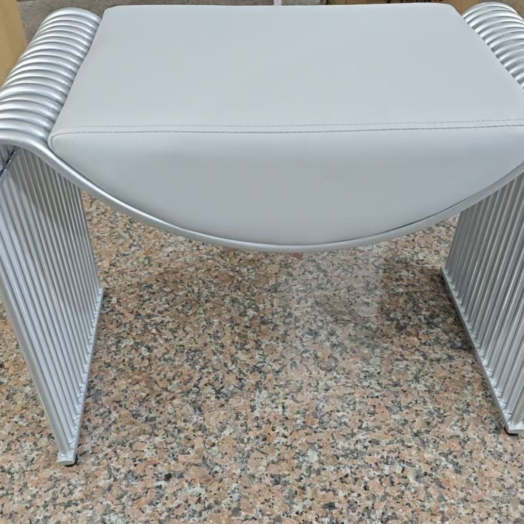 Modern Minimalist Rectangular PU Leather Sponge Cushion Iron Vanity Stool For Bedroom