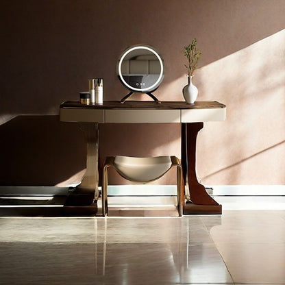 Modern Minimalist Rectangular PU Leather Sponge Cushion Iron Vanity Stool For Bedroom