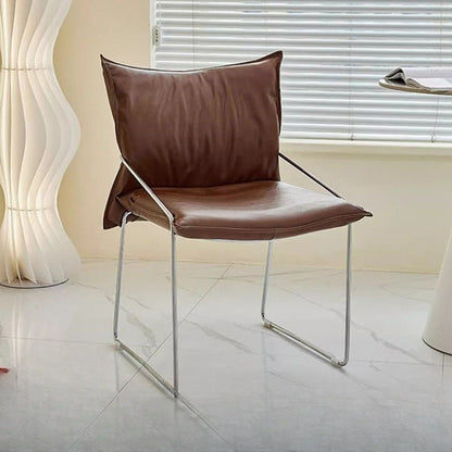 Modern Minimalist Rectangular Sponge Seat Cushion PU Leather Metal Dining Chair Backrest Armrest For Dining Room