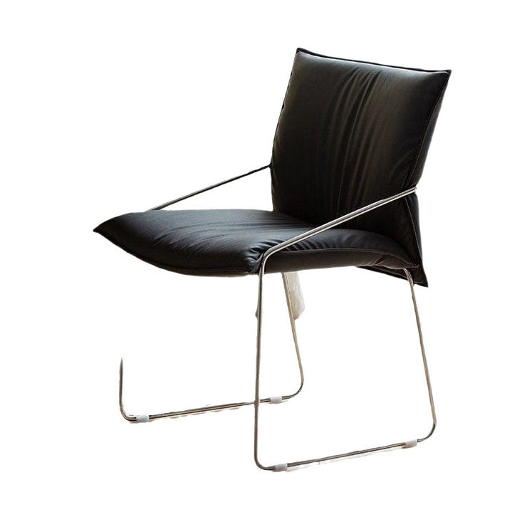 Modern Minimalist Rectangular Sponge Seat Cushion PU Leather Metal Dining Chair Backrest Armrest For Dining Room