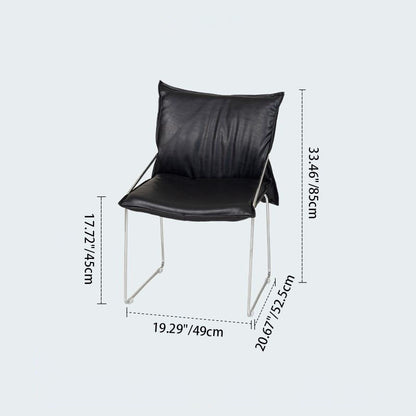 Modern Minimalist Rectangular Sponge Seat Cushion PU Leather Metal Dining Chair Backrest Armrest For Dining Room