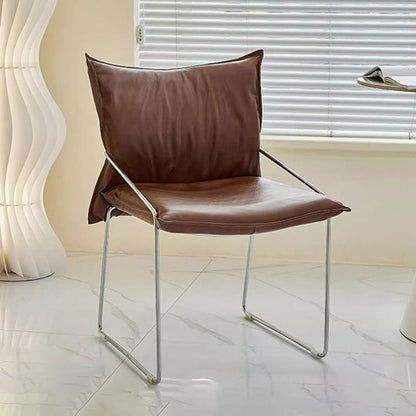 Modern Minimalist Rectangular Sponge Seat Cushion PU Leather Metal Dining Chair Backrest Armrest For Dining Room