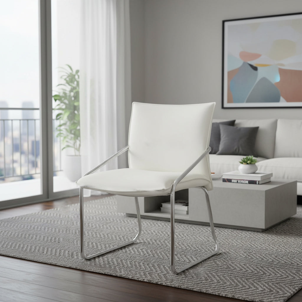 Modern Minimalist Rectangular Sponge Seat Cushion PU Leather Metal Dining Chair Backrest Armrest For Dining Room