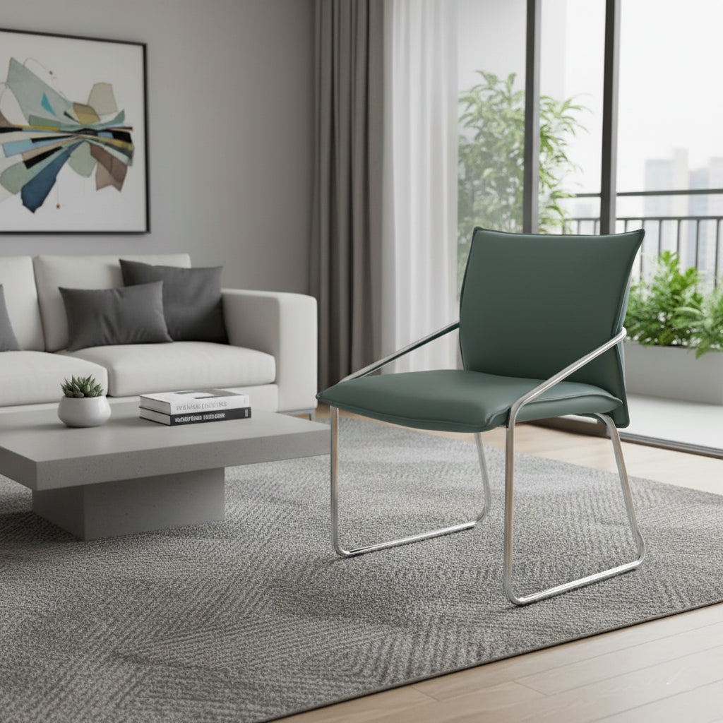 Modern Minimalist Rectangular Sponge Seat Cushion PU Leather Metal Dining Chair Backrest Armrest For Dining Room