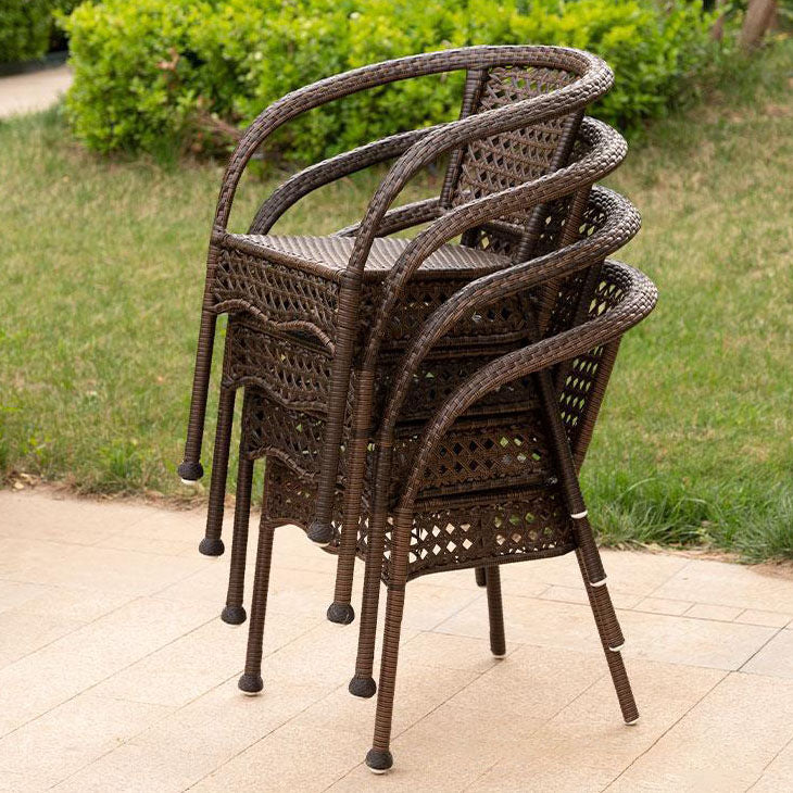 Modern Minimalist Curved Polyethylene Rattan-Look Outdoor Chair Backrest Armrest For Outdoor