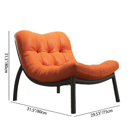 Modern Minimalist Curved Synthetic Leather Sponge Cushion Metal Frame Accent Chair Backrest For Living Room