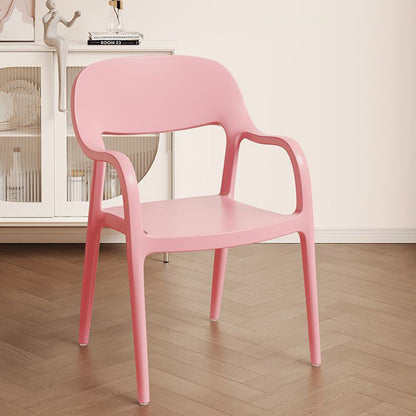 Modern Minimalist Square Seat Plastic Dining Chair Backrest Armrest For Dining Room