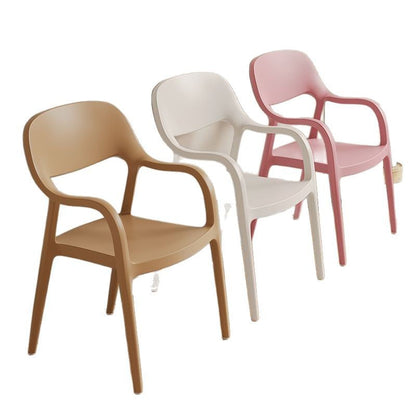 Modern Minimalist Square Seat Plastic Dining Chair Backrest Armrest For Dining Room