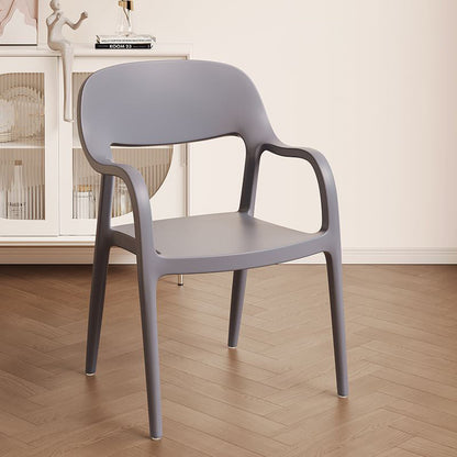 Modern Minimalist Square Seat Plastic Dining Chair Backrest Armrest For Dining Room