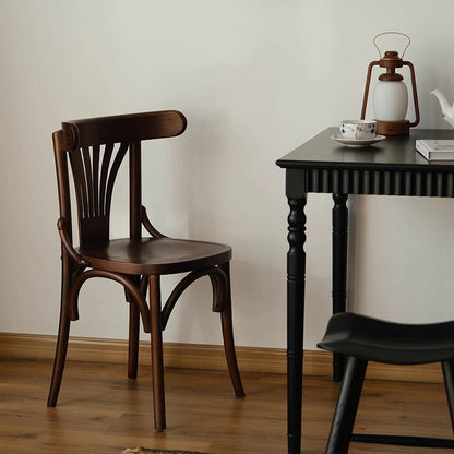 Traditional Vintage Curved Solid Wood Fabric Sponge Dining Chair Backrest For Dining Room
