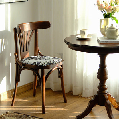 Traditional Vintage Curved Solid Wood Fabric Sponge Dining Chair Backrest For Dining Room
