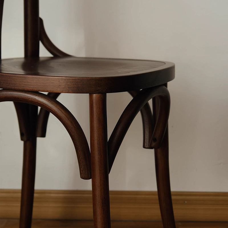 Traditional Vintage Curved Solid Wood Fabric Sponge Dining Chair Backrest For Dining Room