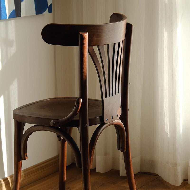 Traditional Vintage Curved Solid Wood Fabric Sponge Dining Chair Backrest For Dining Room