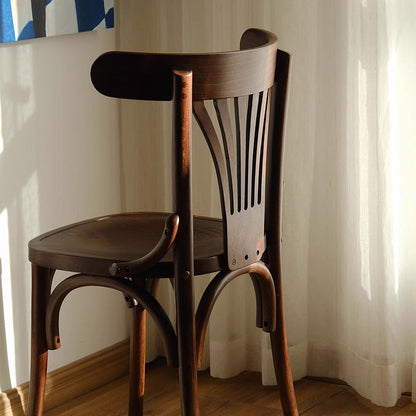 Traditional Vintage Curved Solid Wood Fabric Sponge Dining Chair Backrest For Dining Room
