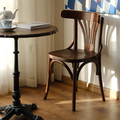 Traditional Vintage Curved Solid Wood Fabric Sponge Dining Chair Backrest For Dining Room