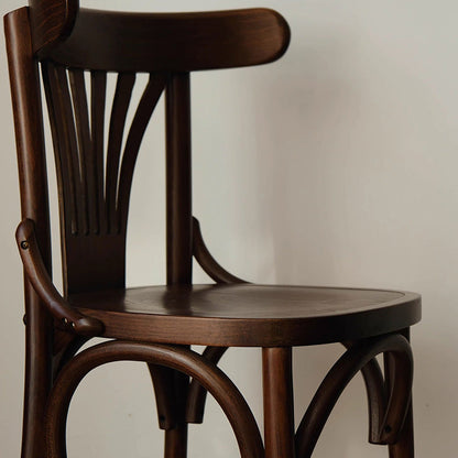 Traditional Vintage Curved Solid Wood Fabric Sponge Dining Chair Backrest For Dining Room