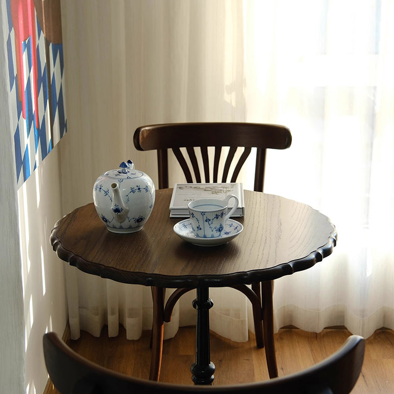 Traditional Vintage Curved Solid Wood Fabric Sponge Dining Chair Backrest For Dining Room