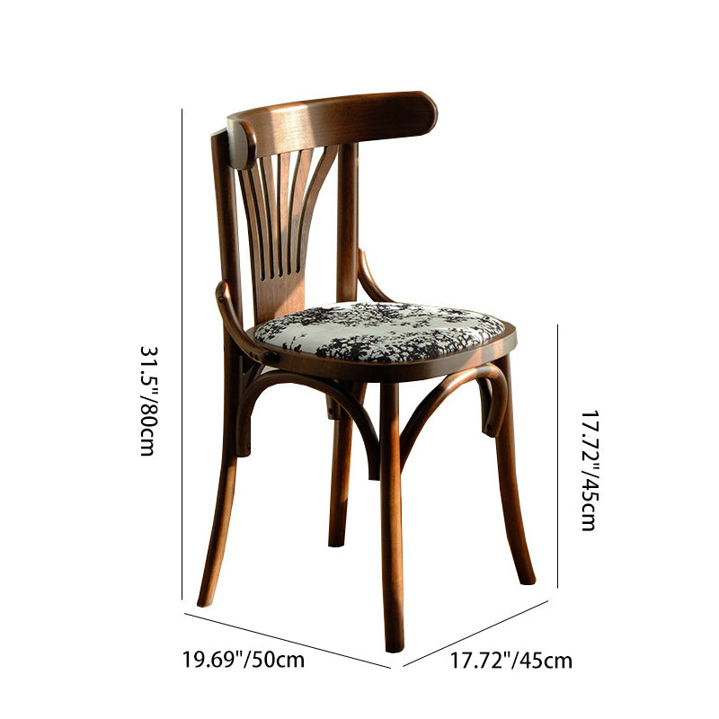 Traditional Vintage Curved Solid Wood Fabric Sponge Dining Chair Backrest For Dining Room