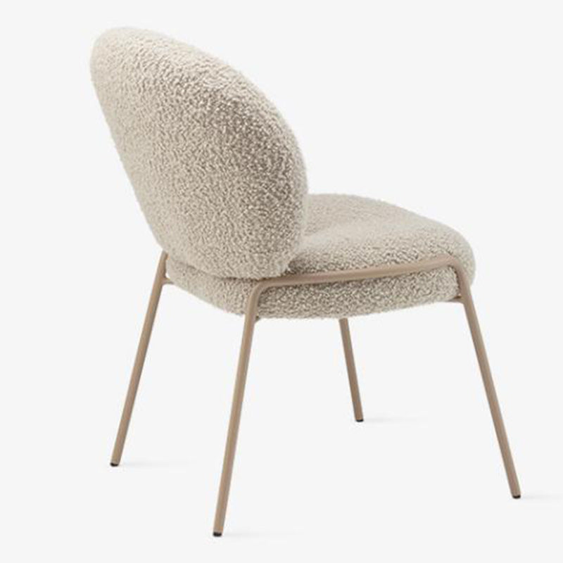Modern Minimalist Oval Foam Cushion Sherpa Fabric Iron Dining Chair Backrest For Dining Room