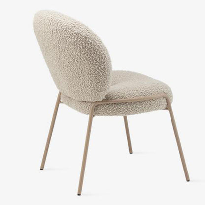 Modern Minimalist Oval Foam Cushion Sherpa Fabric Iron Dining Chair Backrest For Dining Room