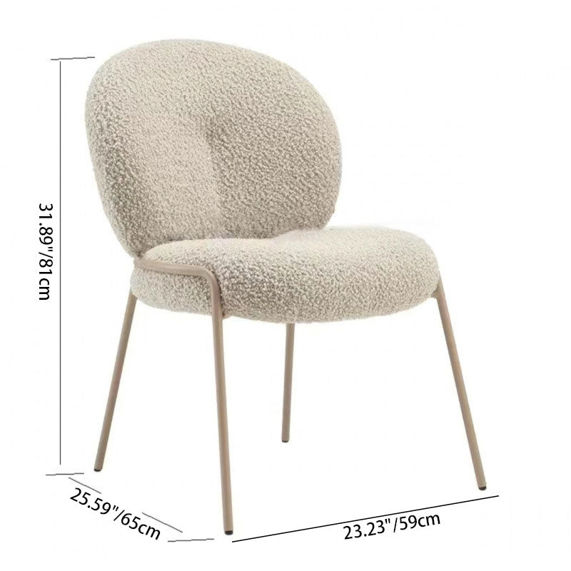 Modern Minimalist Oval Foam Cushion Sherpa Fabric Iron Dining Chair Backrest For Dining Room