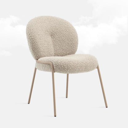 Modern Minimalist Oval Foam Cushion Sherpa Fabric Iron Dining Chair Backrest For Dining Room