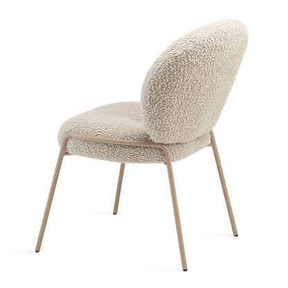 Modern Minimalist Oval Foam Cushion Sherpa Fabric Iron Dining Chair Backrest For Dining Room