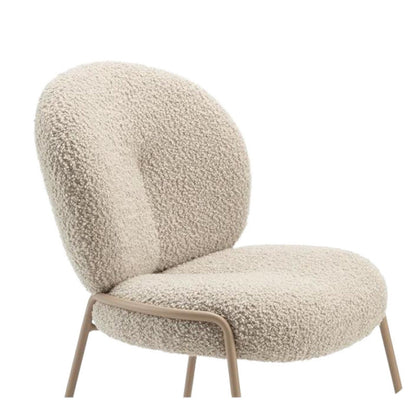 Modern Minimalist Oval Foam Cushion Sherpa Fabric Iron Dining Chair Backrest For Dining Room