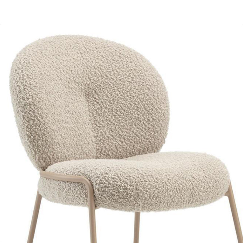 Modern Minimalist Oval Foam Cushion Sherpa Fabric Iron Dining Chair Backrest For Dining Room