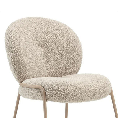 Modern Minimalist Oval Foam Cushion Sherpa Fabric Iron Dining Chair Backrest For Dining Room