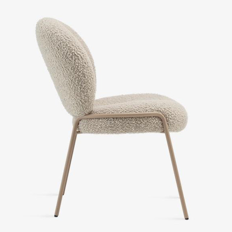Modern Minimalist Oval Foam Cushion Sherpa Fabric Iron Dining Chair Backrest For Dining Room