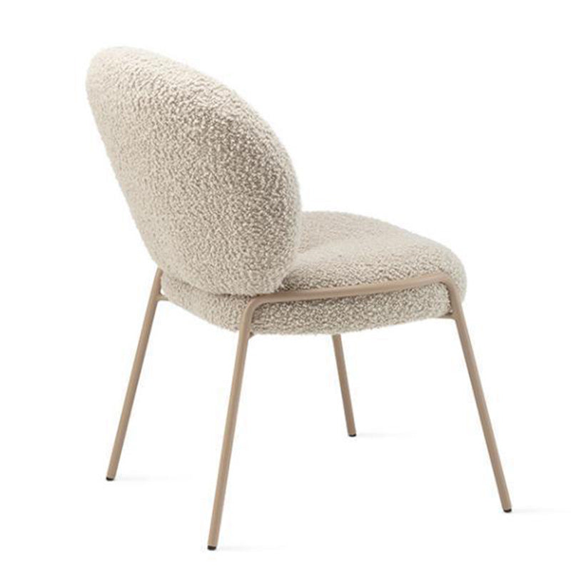 Modern Minimalist Oval Foam Cushion Sherpa Fabric Iron Dining Chair Backrest For Dining Room