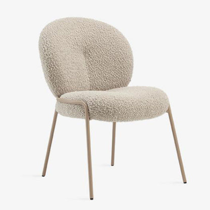 Modern Minimalist Oval Foam Cushion Sherpa Fabric Iron Dining Chair Backrest For Dining Room