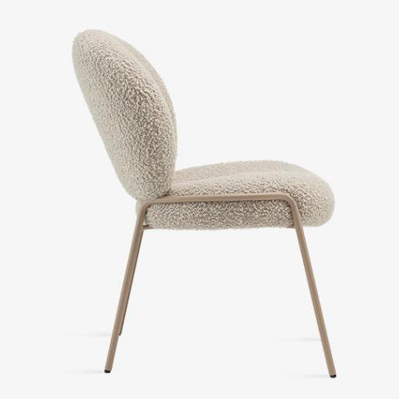 Modern Minimalist Oval Foam Cushion Sherpa Fabric Iron Dining Chair Backrest For Dining Room