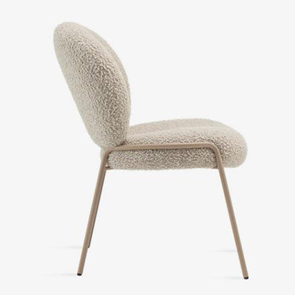 Modern Minimalist Oval Foam Cushion Sherpa Fabric Iron Dining Chair Backrest For Dining Room