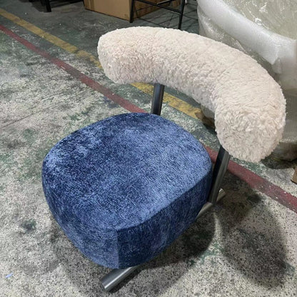 Modern Minimalist Rectangular Sherpa Fabric Iron Sponge Accent Chair Backrest For Living Room