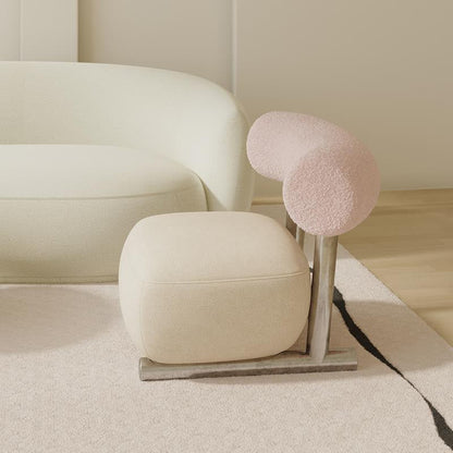 Modern Minimalist Rectangular Sherpa Fabric Iron Sponge Accent Chair Backrest For Living Room