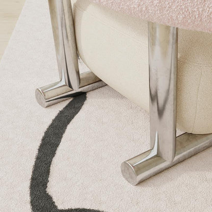 Modern Minimalist Rectangular Sherpa Fabric Iron Sponge Accent Chair Backrest For Living Room