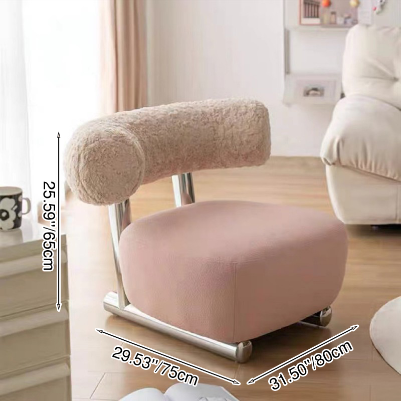 Modern Minimalist Rectangular Sherpa Fabric Iron Sponge Accent Chair Backrest For Living Room