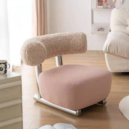 Modern Minimalist Rectangular Sherpa Fabric Iron Sponge Accent Chair Backrest For Living Room